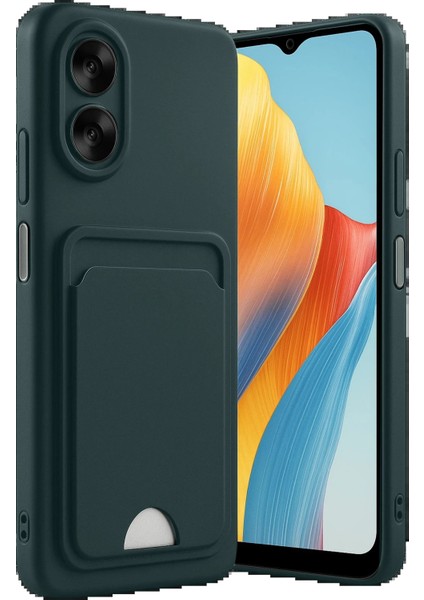 Oppo A38 Kılıf Kelvin Kartvizitli Silikon - Koyu Yeşil - LORCE6239-6071