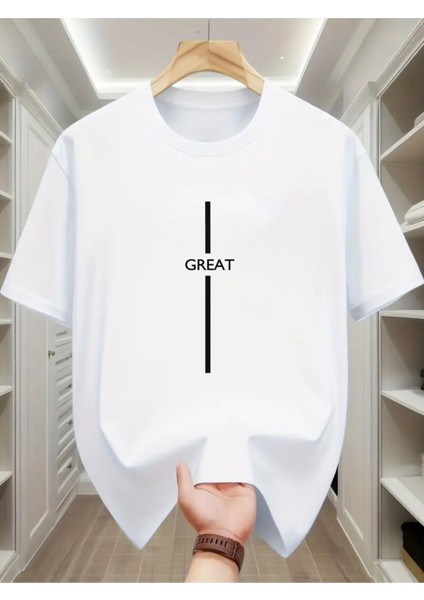 Unisex Great Baskılı Oversize T-Shirt