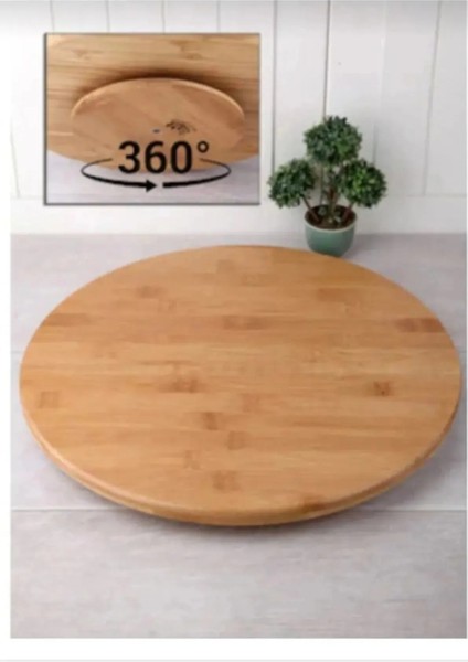 31 cm Dönen Bambu Sunumluk – Peynir Tabağı, Pizza ve Sosluk Servisi Için Mükemmel Seçim!