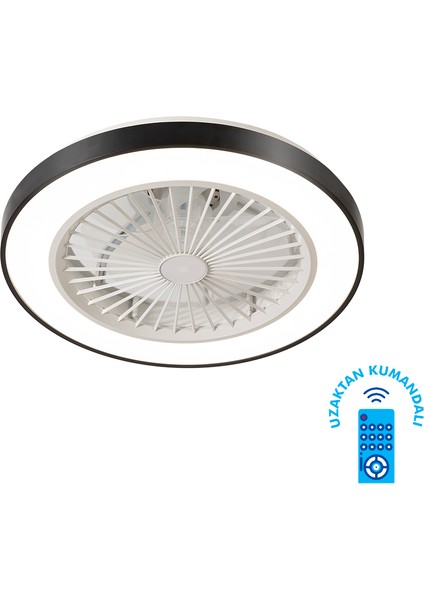 -KCF297-15 Watt Ledli Dekoratif Tavan Vantilatörü Siyah Ferrg
