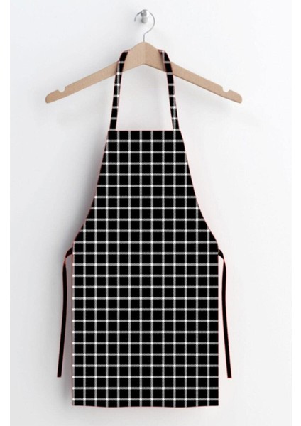 Kareli Siyah Kumaş Mutfak Önlüğü, Şık ve Kullanışlı Tasarım