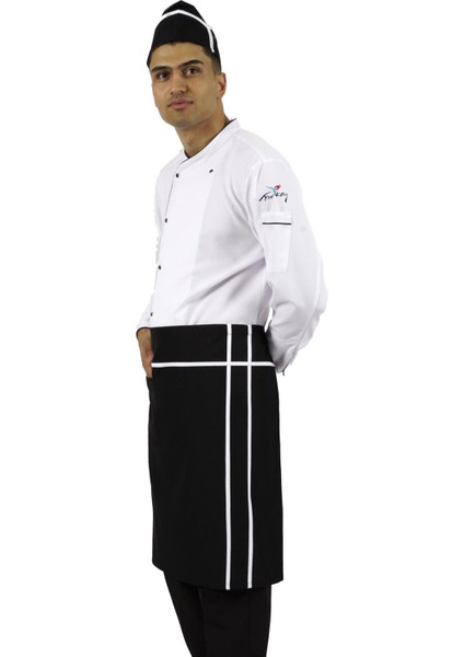 Siyah Alpaka Kumaş Cepli Mutfak Önlüğü, Şef, Aşçı ve Garsonlar Için Ideal fiyatları