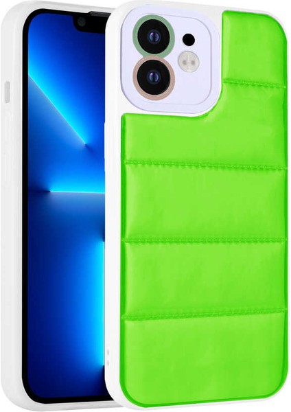 iPhone 12 Uyumlu Kamera Korumalı Airbagli Renkli Mtsc Seksek Kapak-Yeşil