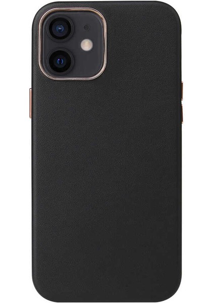 iPhone 12 Mini Uyumlu Mtsc Leathersafe Wireless Kapak-Siyah