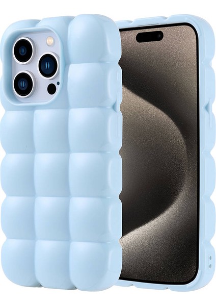 Apple iPhone 15 Pro Kılıf Parlak Esnek Silikon Mtsc Dom Dom Kapak-Mavi