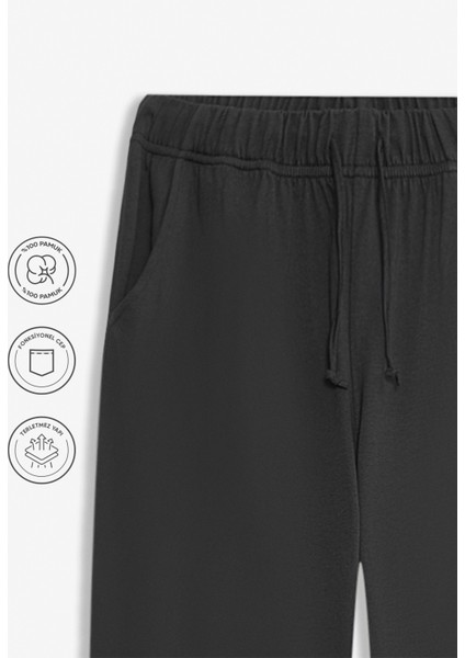 %100 Pamuk Premium Kumaş Erkek Pijama Altı Antrasit Relax Fit Beli Ipli Cepli Lastikli Terletmez Esnek Rahat Kesim Nefes Alan Regular fiyatları
