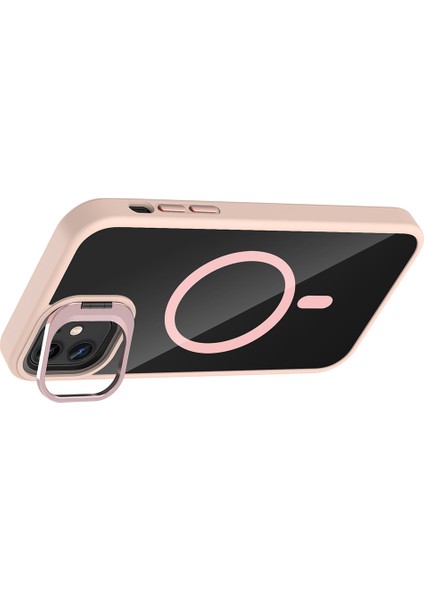iPhone 11 Kılıf Standlı ve Kamera Lens Hediyeli M-Safe Şarj Özellikli Arth Etro Kapak - Gri