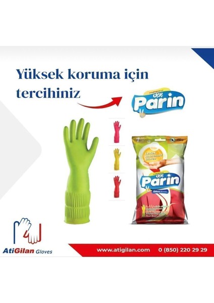 Renkli Uzun Konç Bulaşık ve Temizlik Eldiveni L Beden, 40 Cm, Atigilan Parin