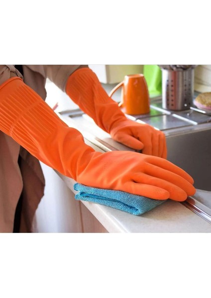 Renkli Uzun Konç Bulaşık ve Temizlik Eldiveni L Beden, 40 Cm, Atigilan Parin fiyatları