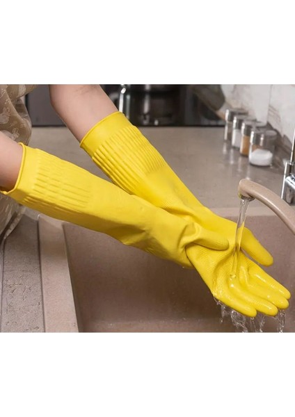 Renkli Uzun Konç Bulaşık ve Temizlik Eldiveni L Beden, 40 Cm, Atigilan Parin modelleri