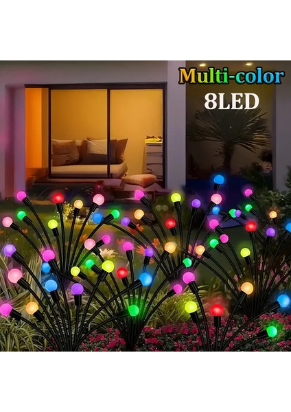 Güneş Enerjili 8 Ledli Dekoratif Solar Bahçe Lambası Çok Renkli 2'li Paket modelleri