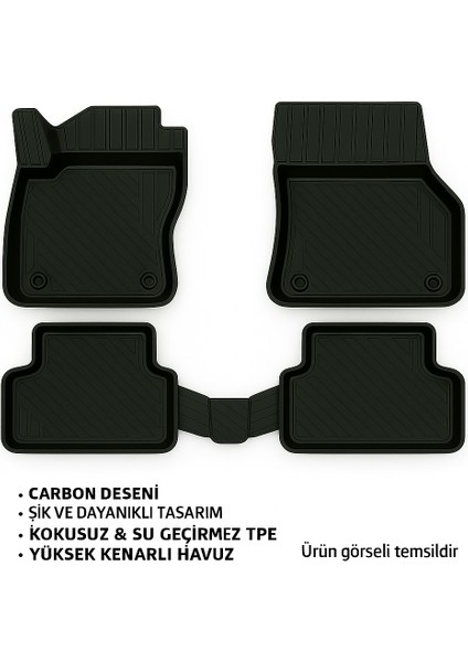 Hyundai Elentra 2022 Carbon Desen Havuzlu Paspas | Kaymaz & Koku Yapmaz