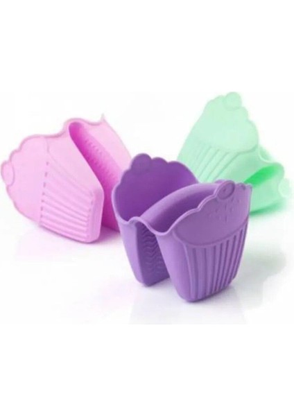 2'li Yanmaz Silikon Fırın Eldiven ve Tencere Tava Tutacağı Seti