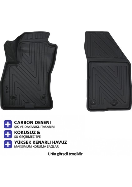 Dacia Logan Panelvan 2019 Carbon Desen Havuzlu Paspas | Kaymaz & Koku Yapmaz