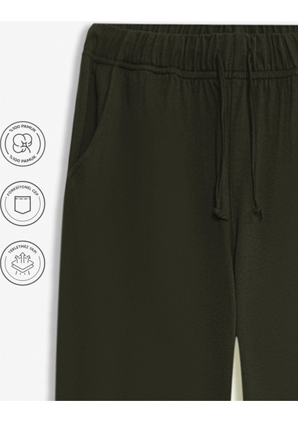 %100 Pamuk Premium Kumaş Erkek Pijama Altı Haki Relax Fit Beli Ipli Cepli Lastikli Terletmez Esnek Rahat Kesim Nefes Alan Regular fiyatları