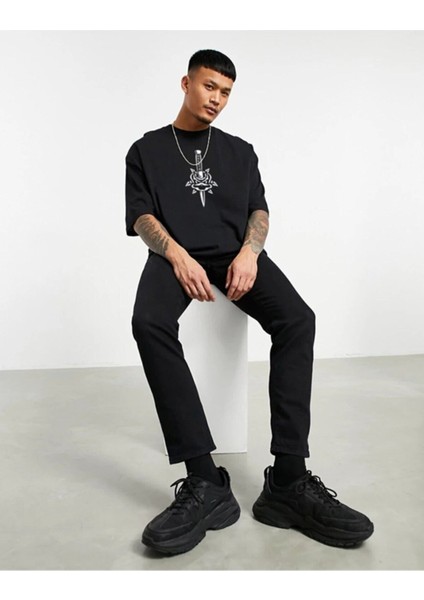Skullcracked Baskılı Oversize Unisex Tshirt