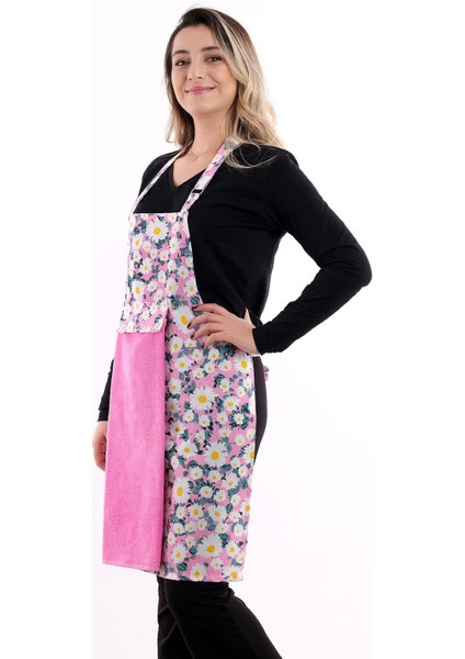 Pembe Ayar Askılı Sıvı Geçirmez Mutfak Önlüğü ve Havlu Seti modelleri