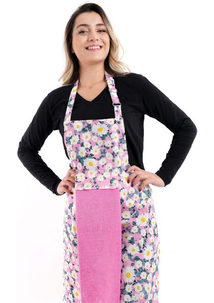 Pembe Ayar Askılı Sıvı Geçirmez Mutfak Önlüğü ve Havlu Seti indirimleri