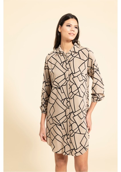Mimoza Regular Fit Uzun Kollu Tunik Gömlek Bej modelleri