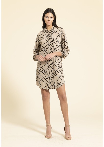 Mimoza Regular Fit Uzun Kollu Tunik Gömlek Bej