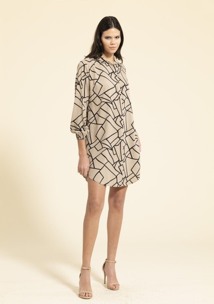 Mimoza Regular Fit Uzun Kollu Tunik Gömlek Bej