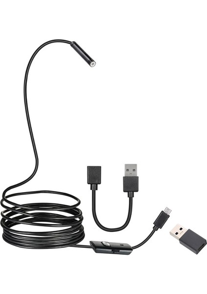 3ın1 Mıcro Usb+Type-C+Usb A) Androıd Uyumlu 8 mm Işıklı 5 Metre Endoskop Yılan Kamera indirimleri