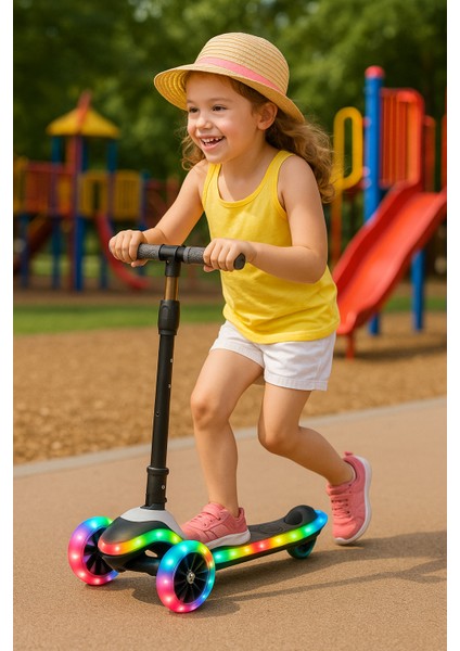 Full Gövde LED Işıklı Katlanır Scooter | Cool Wheels Lumix 3 Tekekerlekli Scooter | 6+ Yaş Ayarlanabilir Yükseklik