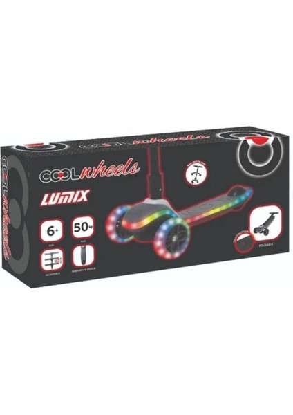 Full Gövde LED Işıklı Katlanır Scooter | Cool Wheels Lumix 3 Tekekerlekli Scooter | 6+ Yaş Ayarlanabilir Yükseklik