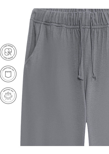 %100 Pamuk Premium Kumaş Erkek Pijama Altı Gri Relax Fit Beli Ipli Cepli Lastikli Terletmez Esnek Rahat Kesim Nefes Alan Regular fiyatları