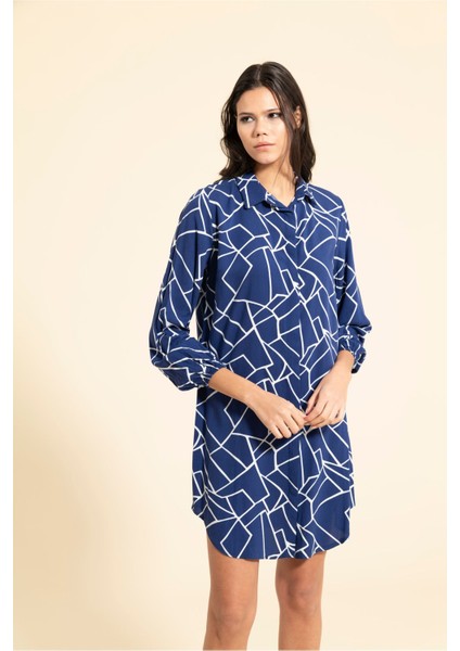 Mimoza Regular Fit Uzun Kollu Tunik Gömlek Lacivert