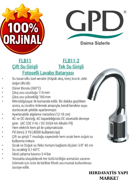 FLB11 Fotoselli Lavabo Bataryası (Çift Su Girişli) fırsatları