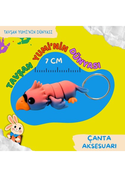 Çanta Aksesuarı Papağan - Hareketli Oyuncak 7 cm -Anahtarlık Gökkuşağı Renkli, Eğlenceli Oyuncak Anahtarlık V
