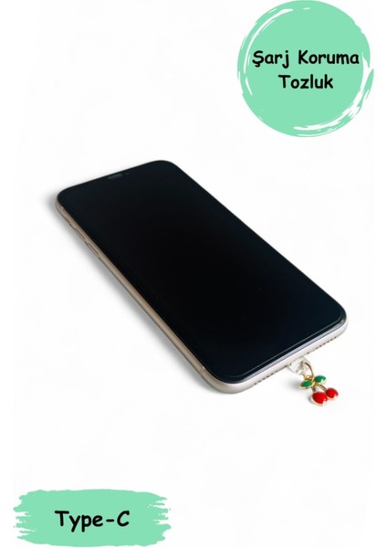 Type-C Silikon Figürlü Telefon Şarj Portu /toz Tıpası /toz Tıkacı/ Charm/kiraz