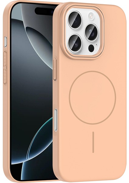 iPhone 16 Pro Kılıf Magsafe Şarj Özellikli Mtsc Ruby Silikon Kapak - Desert Titanyum
