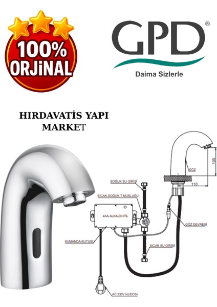 FLB10 Fotoselli Lavabo Bataryası (Çift Su Girişli) modelleri