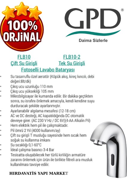 FLB10 Fotoselli Lavabo Bataryası (Çift Su Girişli) fırsatları