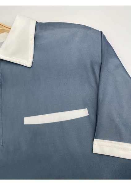 Unisex Büyük Beden Gri Fermuarlı Kısa Kol %100 Pamuk Golf T-Shirt modelleri