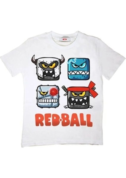 Kids Red Bal 4 Oyun Karakterleri Baskılı Overisize Çocuk T-Shirt