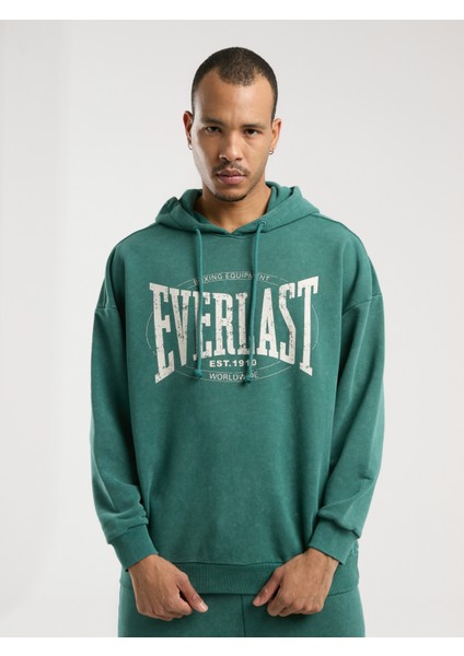 Authentic Boxing Oversize Koyu Yeşil Erkek Kapüşonlu Sweatshirt
