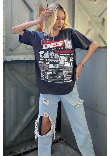 Lies Exclusive Ön ve Arka Baskılı Oversize T-Shirt fiyatları