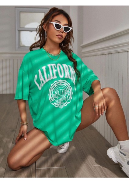 Büyük Beden Redwoods California Baskılı Oversize Unisex T-Shirt fırsatları