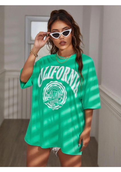 Büyük Beden Redwoods California Baskılı Oversize Unisex T-Shirt