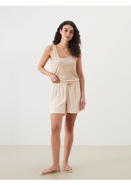 Yeni Sezon Beli Lastikli Baskili Kadin Sort Pijama Alti - S5JN80Z8