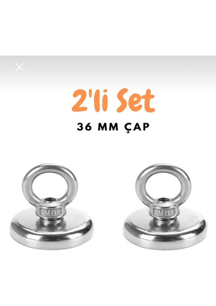 Magnet Fishing Neodyum Pot Mıknatıs, Çap 36MM, Kurtarma Mıknatısı - 2'li Set