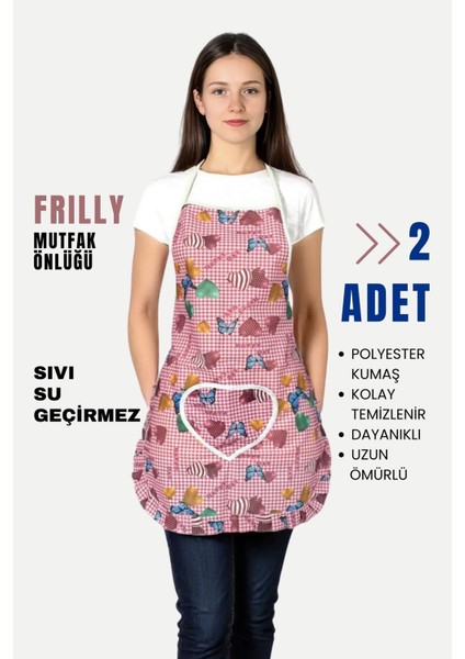 Renkli Iki Adet Sıvı Geçirmez Mutfak Önlüğü, Şık ve Kullanışlı Set