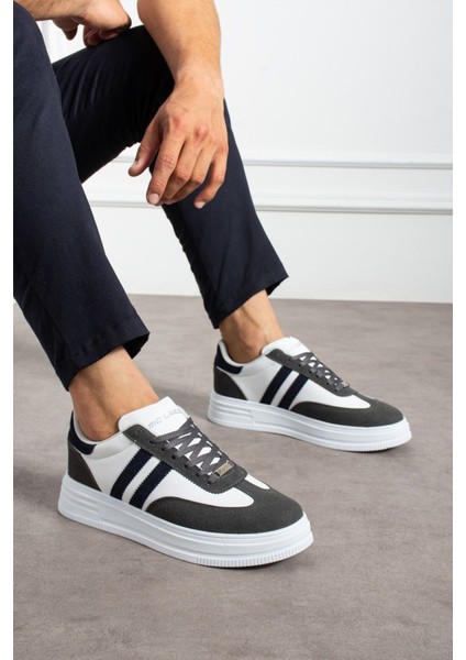 Erkek Beyaz Füme Sneaker Günlük Spor Ayakkabı Yüksek Taban Rahat Tasarım X35