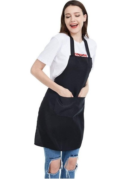 12'li Siyah Unisex Mutfak Önlüğü, Geniş Cepli ve Makine Yıkanabilir fiyatları