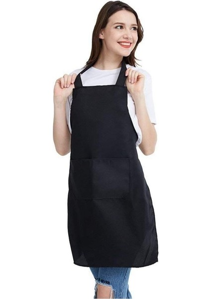 12'li Siyah Unisex Mutfak Önlüğü, Geniş Cepli ve Makine Yıkanabilir modelleri