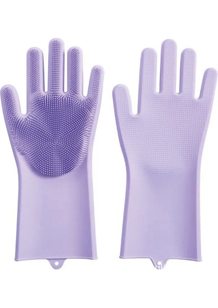 Mor Silikon Bulaşık Yıkama Eldiveni, Pratik ve Hijyenik Temizlik Sağlar.