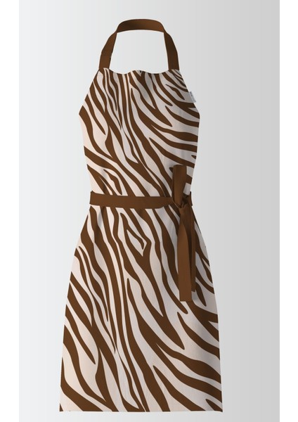Zebra Desenli Kahverengi Mutfak Önlüğü - Ays Home Exclusive